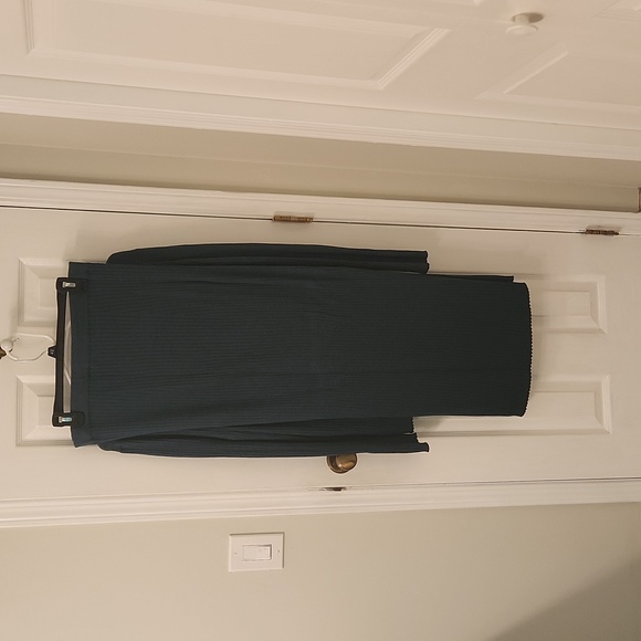 SET! Peruvian Connection Heathered Teal Ribbed Dorsay(?) Skirt (L) & Top (XL) - Picture 5 of 6